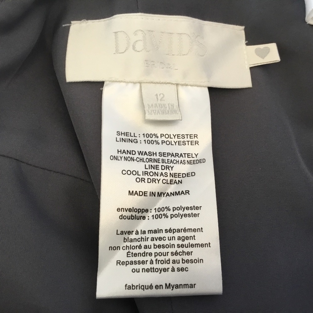 David’s Bridal Grey Strapless Chiffon Dress 12 - Picture 8 of 8